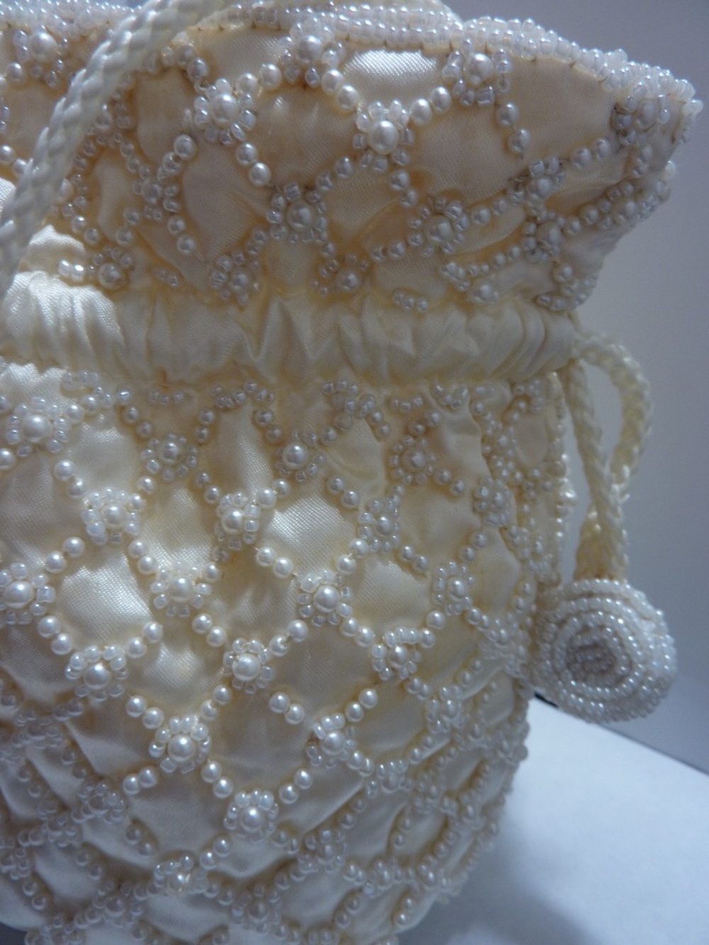 Sashs Handmade Beaded Evening Bag white Crossbody Vintage Boho - Picture 6 of 12